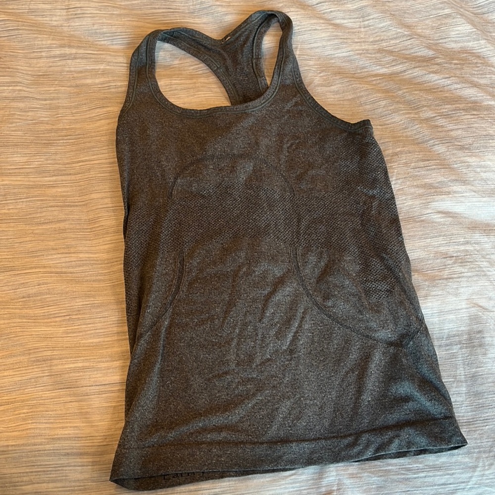 Lululemon Swiftly tech gray racer back tank top size 4. Gently used.